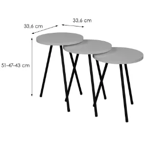 Obrazek Zestaw 3 stolików Fd–3pcts-002 biały/czarny