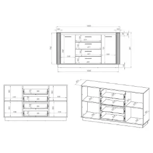Obrazek Komoda Urso 06 Dąb Craft Złoty/Czarny