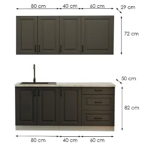 Obrazek Kuchnia Stilo Grafit/Biały 180cm Bez Blatu