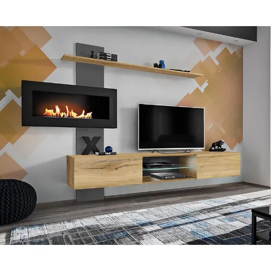 Obrazek Meblościanka Flame B antracyt/dąb flagstaff