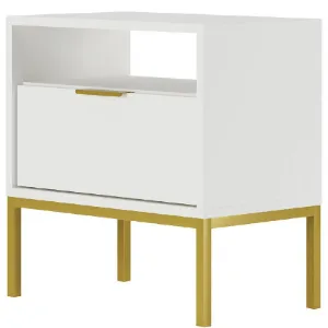 Obrazek Szafka Nocna Austin Biały/Złoty