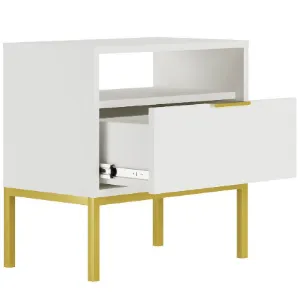 Obrazek Szafka Nocna Austin Biały/Złoty