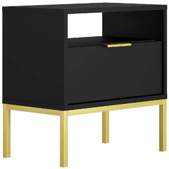 Obrazek Szafka Nocna Austin Czarny/Złoty