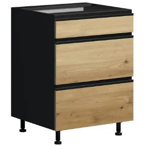 Obrazek Szafka Kuchenna Industry D60 3SZ METALBOX czarny/artisan