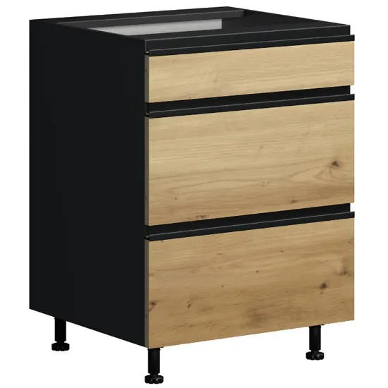 Obrazek Szafka Kuchenna Industry D60 3SZ METALBOX czarny/artisan