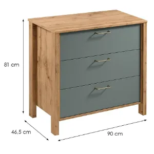 Obrazek Komoda Indygo K3S dąb wotan-green