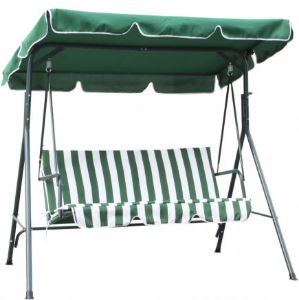 Obrazek Huśtawka ogrodowa w biało-zielone pasy