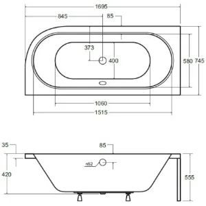 Obrazek Wanna Avita 170x75 lewa