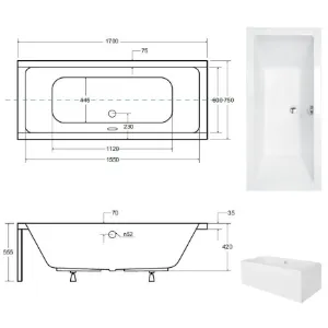 Obrazek Wanna Quadro 170/75 +nogi