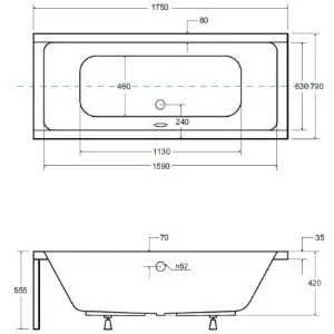 Obrazek Wanna Quadro 175/80+nogi