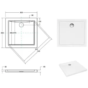 Obrazek Brodzik kwadratowy Aquarius Slimline 80/80/3