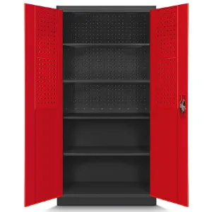 Obrazek Szafa biurowa Bruno metalowa antracyt/czerwony