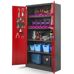 Obrazek Szafa biurowa Bruno metalowa antracyt/czerwony