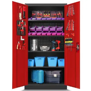 Obrazek Szafa biurowa Bruno metalowa antracyt/czerwony