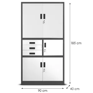 Obrazek Szafa biurowa Filip II metalowa antracyt/biały