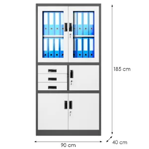 Obrazek Szafa biurowa Filip metalowa antracyt/biały