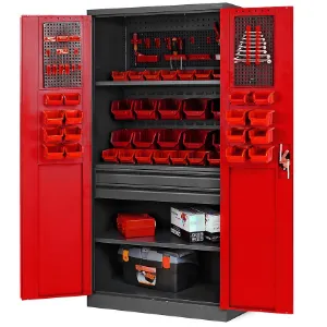 Obrazek Szafa Szymon metalowa antracyt/czerwony