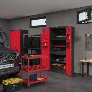 Obrazek Szafa Szymon metalowa antracyt/czerwony