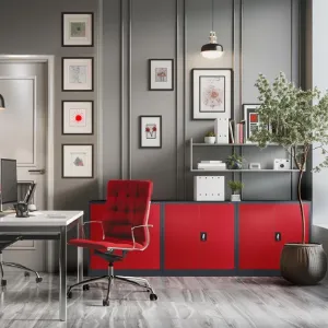 Obrazek Szafka biurowa Beata metalowa antracyt/czerwony