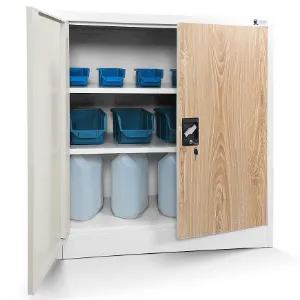 Obrazek Szafka biurowa Beata metalowa biały/sonoma