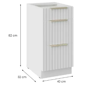 Obrazek Szafka Kuchenna Tuluza 40D 3S BB biały mat lamel