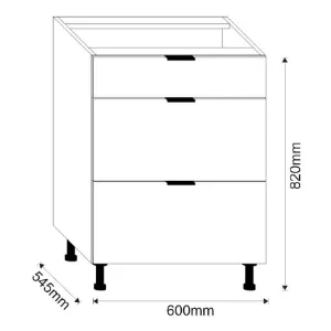 Obrazek Szafka Kuchenna Loft II D60 3SZ METALBOX grafit