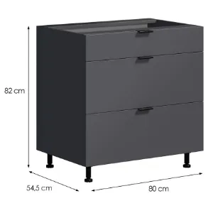 Obrazek Szafka Kuchenna LOFT II D80 3SZ METALBOX grafit