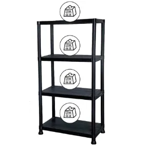 Obrazek Regał plastikowy T60 60x30x138 cm czarny