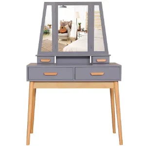 Obrazek Toaletka z taboretem Sylvia 014 9513 szara/naturalna