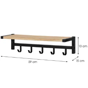 Obrazek Wieszak Ścienny Z Półką I Haczykami Gc6195 Czarny/Sonom