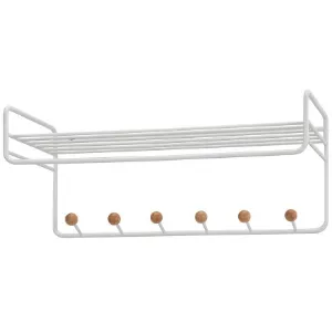 Obrazek Wieszak Ścienny Z Półką I Haczykami Gc7230 Biały/Naturalny