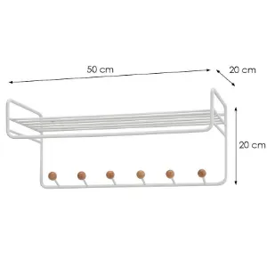 Obrazek Wieszak Ścienny Z Półką I Haczykami Gc7230 Biały/Naturalny