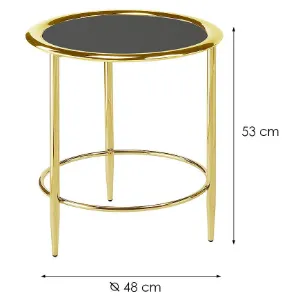 Obrazek Stolik Gc7465 48x48x53 Mosiądz/Czarne Szkło