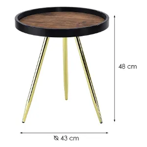 Obrazek Stolik Gc7549 43x43x48 Mosiądz/Czarny/Antyczny