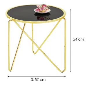 Obrazek Stolik Gc7336 57x57x54 Mosiądz/Czarne Szkło
