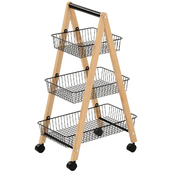 Obrazek Wózek Do Przechowywania Gc6182 3 Poziomy Naturalny/Czar