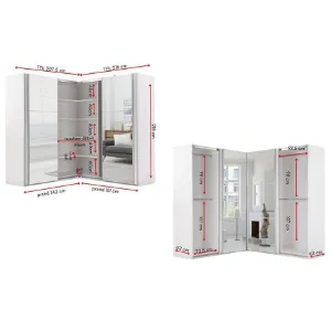 Obrazek Szafa Narożna Merida Biały / Lustro