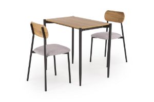Obrazek Zestaw stół + 2 krzesła Robin naturalny/czarny
