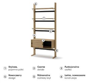 Obrazek Regał dwudrzwiowy z półkami Ollie OL-01
