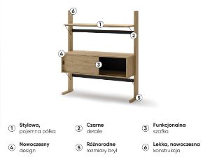 Obrazek Regał dwudrzwiowy z półkami Ollie OL-03