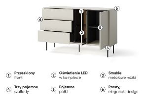 Obrazek Komoda dwudrzwiowa z szufladami Epiro EP-03