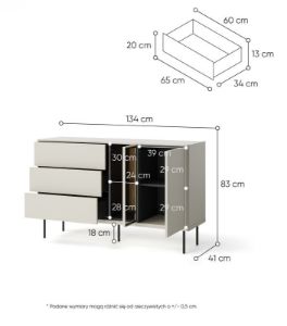 Obrazek Komoda dwudrzwiowa z szufladami Epiro EP-03