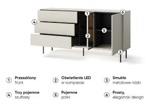 Obrazek Komoda dwudrzwiowa z szufladami Epiro EP-04