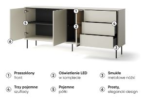 Obrazek Komoda trzydrzwiowa z szufladami Epiro EP-05