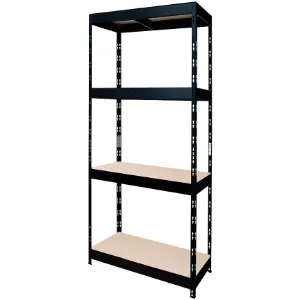 Obrazek Regał metalowy magazynowy nitowany czarny 180x75x35 cm – 4 półki/200 kg