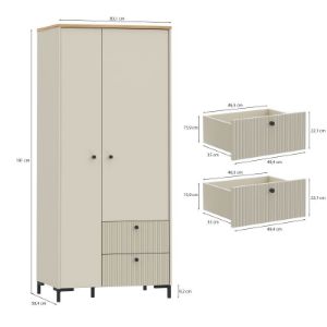 Obrazek Szafa dwudrzwiowa z szufladami Bixbite BITS821L