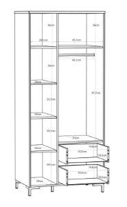 Obrazek Szafa dwudrzwiowa z szufladami Bixbite BITS821L
