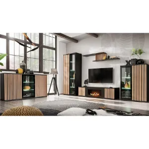 Obrazek Szafka RTV Cameron-K + Biokominek ZHJ CM RTV-K czarny/hickory jackson