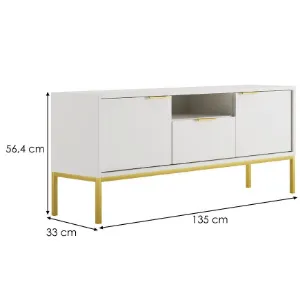 Obrazek Szafka RTV 135 Austin Biały/Złoty
