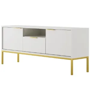 Obrazek Szafka RTV 135 Austin Biały/Złoty